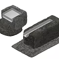 Square And Rectangular Stone Drainage Features With Water Flow For Outdoor Landscaping 3d model
