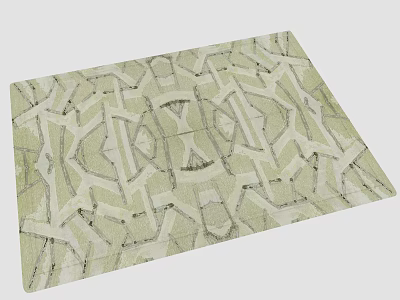 Light Beige Square Carpet With Intricate Geometric Pattern For Modern Home Decor 3d model