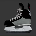 High Top Black And White Ice Skates With White Laces And Blade