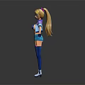 Game and Movie Character Featuring Blonde Hair Crown Headpiece Purple Blue Outfit Shorts