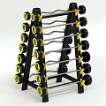 Multi Tier Dumbbell Storage Rack With Black Frame Yellow Dumbbells For Fitness Equipment