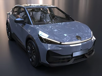 Sleek Modern Electric Car Featuring Aerodynamic Design LED Headlights And Black Alloy Wheels 3d model