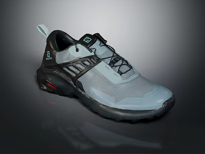 FILA Light Blue And Black Sports Shoes With Mesh Upper And Thick Sole 3d model