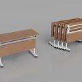 Folding Conference Table With Wooden Tabletop And Metal Frame Stackable Design For Office Use 3d model