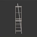 Wooden and Metal Storage Shelves with Multi Tier Design and Ladder Style Structure
