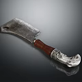 Vintage Handcrafted Kitchen Knife With Wooden Handle And Decorative Metal Blade