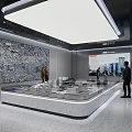 Modern Urban Planning Exhibition Hall Interior With Large Map Wall And Model Display Platform 3d model