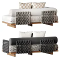 Modern Comfortable Double Seater Sofa With Printed Upholstery And Various Stylish Soft Decorative Throw Pillows