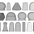Various Shaped Roadside Facilities With Concrete Stone And Textured Surface Designs 3d model