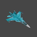 Turquoise Camouflage Fighter Jet With Number 07 Cockpit And Landing Gear
