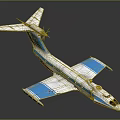 Vintage White And Blue Airplane Model With Detailed Tail Wings And Reflective Surface