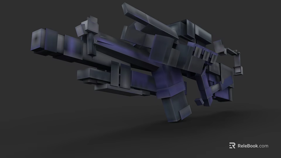 Futuristic 3D Weapon Model With Mechanical Components And Purple Details 3d model 