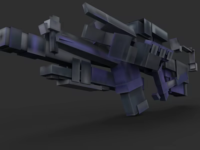 Futuristic 3D Weapon Model With Mechanical Components And Purple Details 3d model