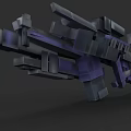 Futuristic 3D Weapon Model With Mechanical Components And Purple Details