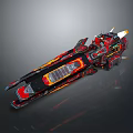 Futuristic Advanced Weapon Design With Red Black Orange Color Scheme And Sharp Armor Edges 3d model