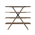 Wooden Storage Shelf With Cross Design And Multiple Layers For Home Organization