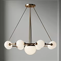 Modern Minimalist Chandelier with Golden Metal Frame and White Globe Lights
