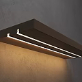 Modern Wall Light With Wooden Structure And LED Strip On Gray Textured Wall