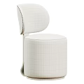 Modern Beige Upholstered Stool With Curved Backrest And Fabric Seat Design