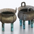 Bronze tripod tripod tripod tripod bronze antique cultural relics museum collection sacrificial tripod 3d model