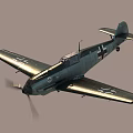 Vintage Green Fighter Plane With Spinning Propeller And Military Insignia In Flight 3d model