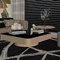 Light Colored Sofa And Coffee Table Set With Gold Base Glass Top And Decor