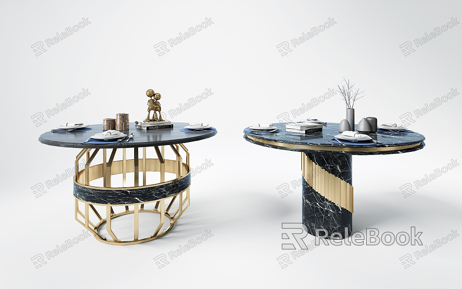 Light Luxury Round Metal Creative Dining Table model