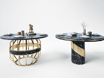 Light Luxury Round Metal Creative Dining Table 3d model