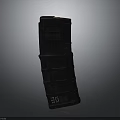 Black Plastic Gun Magazine With Grid Pattern Design And Orange Tip