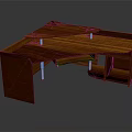 Wooden L Shaped Office Desk With Storage Shelves And Work Surface