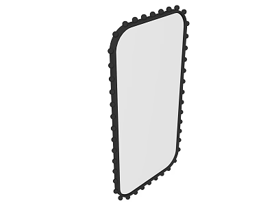 Rectangular Decorative Mirror with Black Zigzag Frame and Smooth Reflective Surface 3d model
