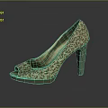 Stylish Leopard Print Peep Toe High Heels With Slim Heel And Classic Design Elements 3d model