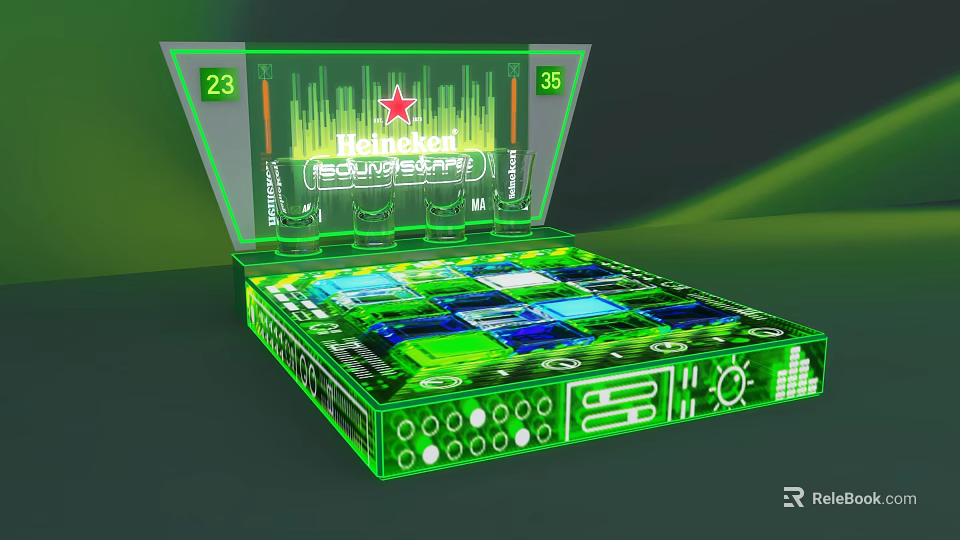 Interactive Zone Featuring Heineken Sound System Digital Tracks And Control Console 3d model