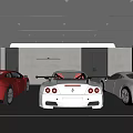 Modern Luxury Indoor Parking Garage With Three Sports Cars And Ambient Lighting