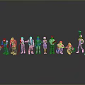 Diverse Professional Figurines Standing With Orange Creature Model On Dark Surface