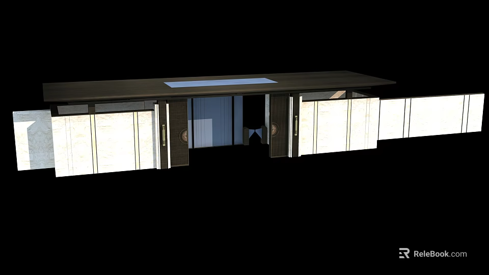 Modern Entrance Gate Design With Flat Roof Side Walls And Sleek Panel Details 3d model 