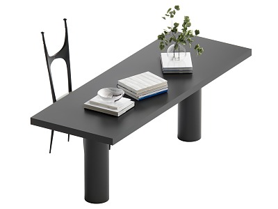 Middle style desk and chair combination model