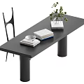 Middle style desk and chair combination 3d model