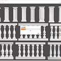 Architectural White Railing With Various Decorative Balusters and Posts 3d model