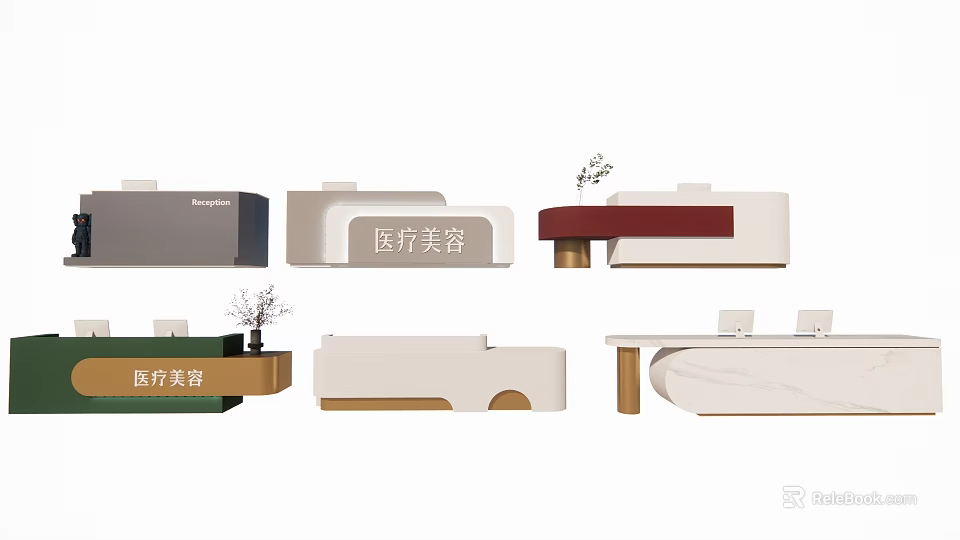 Modern Medical Beauty Reception Desk Design With Elegant Style And Decorative Elements 3d model