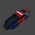 Blue Police Sports Car with Roof Lights and Front Push Bumper