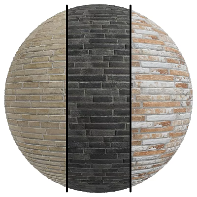 Brick Sphere Components Featuring Beige Dark Gray and Multicolor Brick Finishes 3d model