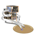 Wooden Playground Equipment With Spiral Slide For Children Outdoor Play Area
