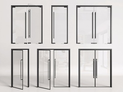 modern glass door glass double door glass door for office 3d model