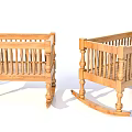 Classic Wooden Children's Rocking Beds With Sturdy Frame And Smooth Edges