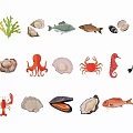 Colorful Marine Themed Decorative Ornaments with Fish Shells and Sea Creatures