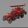Vintage Red Fire Truck With Extended Ladder And Classic Wheels Design