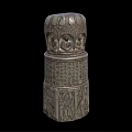 Ancient Stone Carved Pillar With Intricate Reliefs And Hieroglyphic Inscriptions