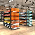 Display Shelves Stocked With Various Condiments Multiple Layers Neatly Arranged In Retail Store