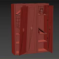 Old Rusty Metal Wardrobe With Open Doors And Internal Shelves And Compartments